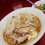 ラーメン二郎 - ラーメンミニ＋ニンニク少し＋青ネギ炙