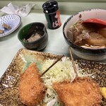 鯉とうなぎのまるます家 総本店 - 玉ねぎフライと冷凍蟹味噌