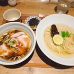 ちいおり - かつお昆布水つけ麺(大盛り・味玉入り)