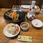 お燗とvinめし くいぜ - 前菜三品盛: ごぼうの酒粕煮、南蛮、なめ茸