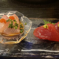 鮨 四 - お造り2種 スズキとカツオ