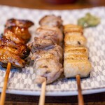 う成ル - 2025.8 串盛り3種（990円）くりから、鶏もも、白短冊