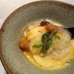 和牛料理 蓮 - 茶碗蒸し　美味い出汁に蟹と茗荷も加わり初めていただくタイプ