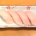 廻鮮寿司 塩釜港 - サービスのかじき握り（H26.11）