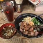 鉄火 - レバーレア焼きビビンバ丼