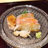 鮨 はち丸 - お造り（間八、カジキ、鮃、つぶ、鮪脳天炙り）