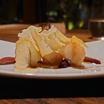 アコルドゥ - 半生の帆立 宇陀の栗とオリーブの山並み