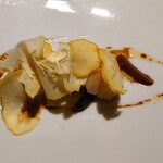 アコルドゥ - 半生の帆立 宇陀の栗とオリーブの山並み