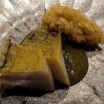 鮨 長島 - アワビ飯，肝ソース