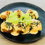 かんすけ - たこ焼き6個(一味マヨ)540円＋明太マヨ108円＋ねぎトッピング54円＝702円