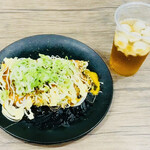 かんすけ - 一銭焼き324円＋ねぎトッピング54円＝378円※お茶は無料サービス