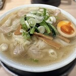 桜上水 船越 - 塩ワンタンメン＋味付玉子半分