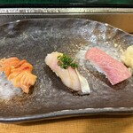 鮨処藤 - ⒊赤貝 ⒋鰺～豊後水道 ⒌本鮪～霜降り