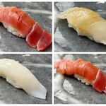 築地寿司清 - 中トロダブル、タイ、剣崎イカ❗️