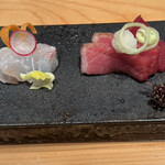 尾崎幸隆 - 甘鯛と鮪トロの炙り