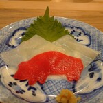 とんかつ 勝山 - うどんの刺身(赤いのは通称紅の豚)