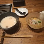 焼肉うしごろ - コムタンクッパと冷麺です。