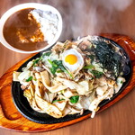 びしゃもん - 焼きうどん(単品・大盛り)+小カレ