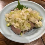 肉汁餃子のダンダダン - 葱レバー！低温調理のレバ刺し。白ネギとのマッチングが素晴らしい。こちらも私の定番！