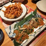 鮮魚とおばんざい 浜金 - かき揚げと金華サバのなめろう