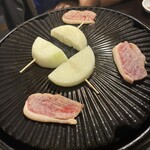 おゝ杉 - 鴨の脂で、玉葱、薄揚げ、エリンギをいただく