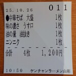 ケンチャンラーメン - 今回の食券。