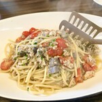 ピッツエリアバール　CACTUS　D'ORO - ・鶏むね肉そぼろと蓮根のラグー　オイルベース生パスタ（乾麺に変更）（￥1,700）