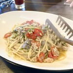 ピッツエリアバール　CACTUS　D'ORO - ・鶏むね肉そぼろと蓮根のラグー　オイルベース生パスタ（乾麺に変更）（￥1,700）