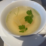 中国料理 星ヶ岡 - 鮑とホワイトアスパラガスのスープ