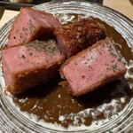 魚豪商コダマ - 厚切りハムカツ(スパイシーカレーソース)
