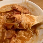 麺屋 みそいち - 残ったスープ、ベーコン、タマネギを混ぜてリゾットに❗️