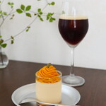 coffee house takizawake - 平飼い卵のプリンとかぼちゃクリーム（550円） アイスコーヒー（オリジナルブレンド）（730円）