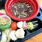 Tokyo Style Noodle ほたて日和 - トマトチーズサラミのピンチョス！　松茸つくねと柚子胡椒つくねの串！