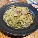 ウッディ ハート - きのこと千早ベーコンのスパ（バジルソース）