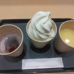 快活CLUB - 料理写真:左から：グレープ、ソフトクリーム、コーンスープの3点セット(2025.9.18)