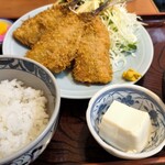 かごや - アジフライ定食　ご飯小盛　950円 (2025年2月)