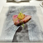 Ristorante Ecru - Antipast Ⅰ 北海道の鰤、裏にマスタード、鮎の魚醤の大根おろし