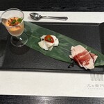 久右衛門邸 - 前菜三種の盛合わせ