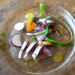 アダンソニア - 前菜「サバのカルパッチョ」。