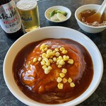 味平 - 天津丼には中華スープが付く