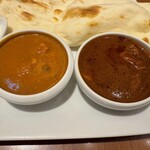 アマラ - ソラマチセットの野菜カレーと大辛チキン