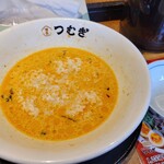 純米濃厚味噌ラーメン つむぎ - 残った｢スープ｣に、｢ライス｣を入れて｢雑炊｣に！
