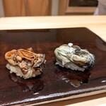 伊勢前寿し 神貫 - 志摩産　牡蠣2種　タレ、塩