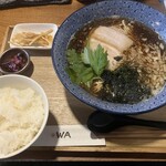 炭焼ダイニング WA - 出汁中華そば定食※醤油(ご飯・小鉢・お漬物)\990