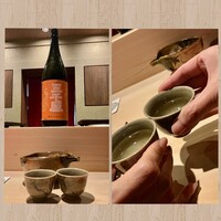 鮨 竜胆 - 次は日本酒の三千盛でｶﾝﾊﾟ━(*´ω｀)o∪∪o(´ω｀*)━ｲ✨ 夏の間、酒蔵で6ヶ月寝かせたアロマ的香りとまろやかな味✩⋆*॰¨̮⋆｡˚✨