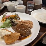 レストラン カマヘイ - ディナー限定 3種盛り合わせ定食1210円（税込）