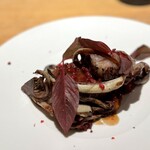 マンサルヴァ - 見えにくいですが、蝦夷鹿です(^^)
      今が一番美味しい時期とのこと。そして、なんと言っても塊の脂が初体験♪
      これがとってもクリアで、鹿らしく爽やかなロースといただくと、程よい深みを与えてくれます。