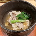 銀座 しのはら - 猪 九条ネギ きのこの伊勢海老出汁