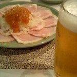 三田屋本店 - 生ハムとビール