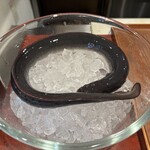 麟 - 店主が鰻を桶に入れて直接運び、目の前で魅力を伝える演出